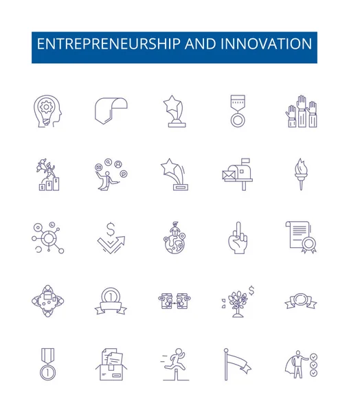 Entrepreneurship Innovation Line Icons Signs Set Design Collection Entrepreneurship Innovation — Stock Vector