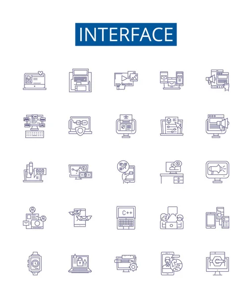 Interface Line Icons Signs Set Design Collection Interface Graphical User — Stock Vector