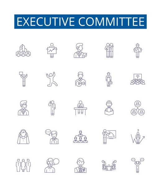 Executive Committee Line Icons Signs Set Design Collection Executive Committee — Stock Vector