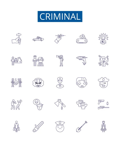 stock vector Criminal line icons signs set. Design collection of Lawbreaker, felon, delinquent, offender, convict, culprit, rogue, criminal outline vector concept illustrations