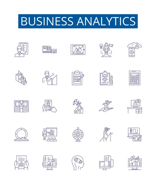 Business Analytics Linie Symbole Zeichen Gesetzt Designsammlung Von Analytics Business — Stockvektor