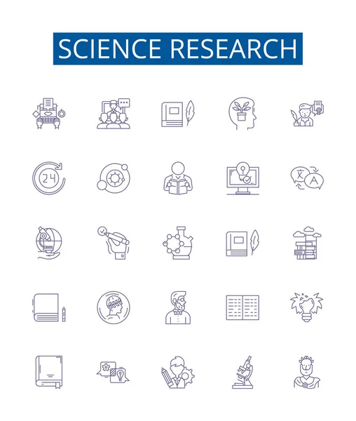 Vědecký Výzkum Řádek Ikony Nastaveny Design Kolekce Výzkum Věda Průzkum — Stockový vektor