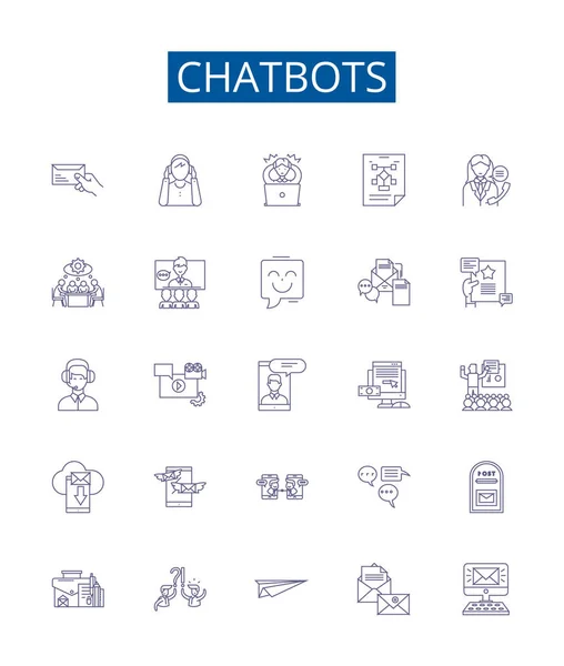 Ikony Chatbotów Ustawione Kolekcja Projektowa Chatbotów Sztuczne Inteligencja Zautomatyzowane Rozmowy — Wektor stockowy