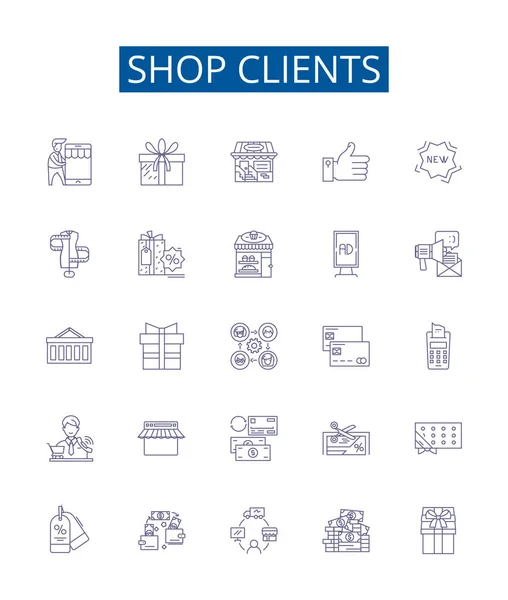 Shop Clients Line Icons Signs Set Design Collection Customers Buyers — Stock Vector