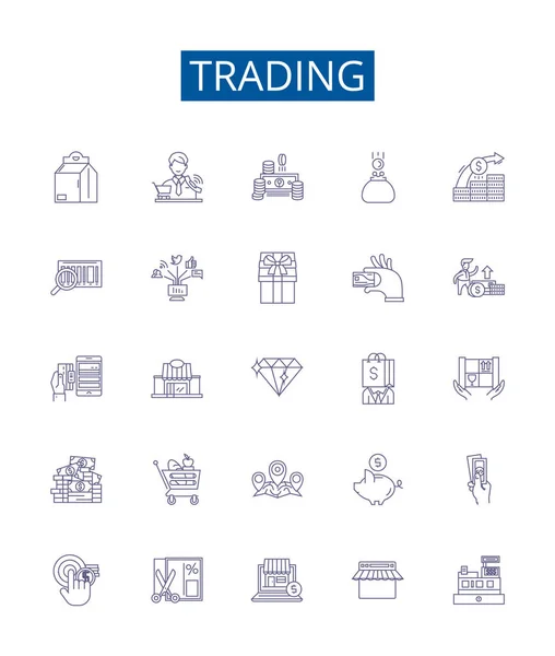 Trading Line Icons Signs Set Design Collection Trading Exchange Speculation — Stock Vector