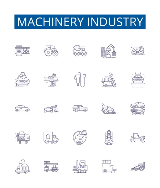 Makine Endüstrisi Çizgi Simgeleri Ayarlandı Makine Endüstri Mühendislik Üretim Üretim — Stok Vektör