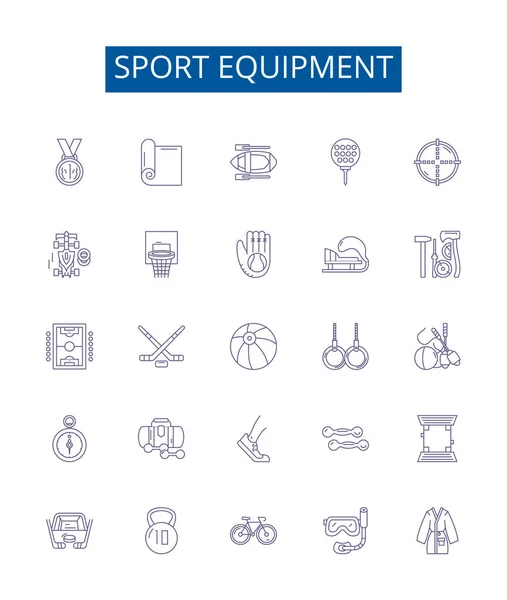 Équipement Sport Ligne Icônes Signes Ensemble Collection Design Équipement Balles — Image vectorielle