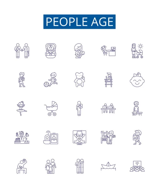 Іконні Знаки Віку Встановлюються Колекція Дизайну Старіння Зрілості Зрілості Старіння — стоковий вектор
