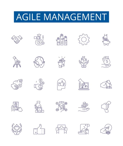 Іконки Силового Управління Колекція Дизайну Agile Management Scrum Sprint Kanban — стоковий вектор