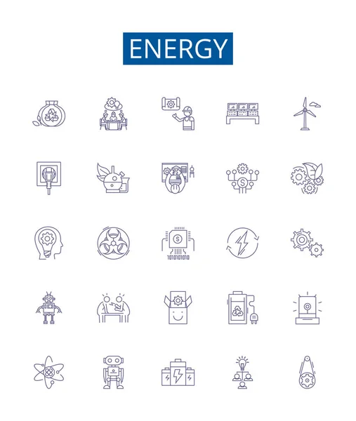 Energieleitungssymbole Werden Gesetzt Designsammlung Von Power Dynamik Vitalität Antrieb Saft — Stockvektor