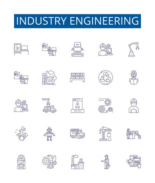 Iconos Línea Ingeniería Industrial Conjunto Signos Diseño Colección Industrial Ingeniería — Archivo Imágenes Vectoriales