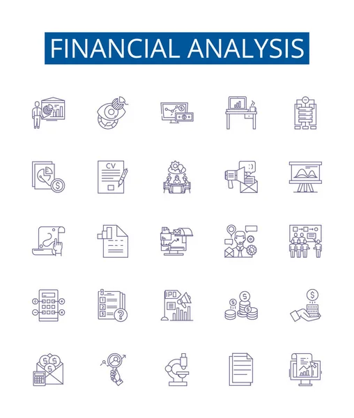 Ikony Řádků Finanční Analýzy Nastaveny Design Kolekce Rozpočtových Prognózování Poměr — Stockový vektor