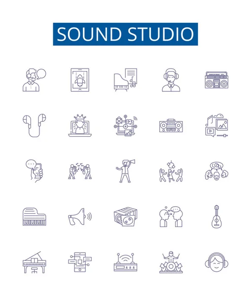 사운드 스튜디오 아이콘 Design Collection Recording Mixing Music Soundstage Microphone — 스톡 벡터