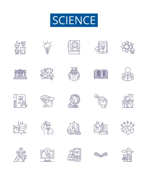 Ikony Vědecké Linie Nastaveny Design Kolekce Věda Výzkum Technologie Experiment — Stockový vektor