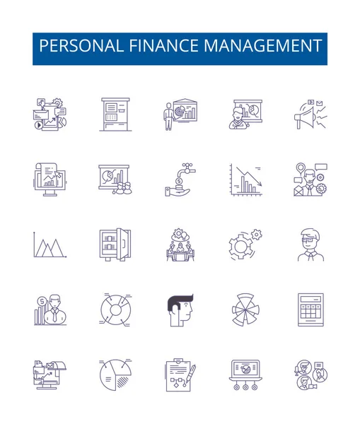 Osobní Finanční Management Řádek Ikony Nastaveny Design Kolekce Rozpočtových Investice — Stockový vektor