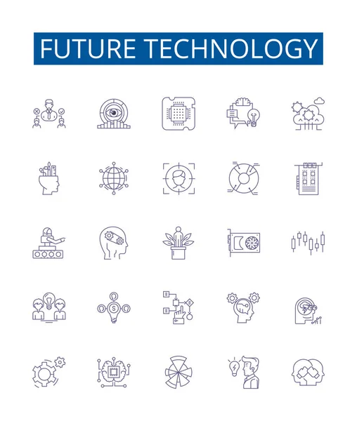 Future Technologie Icônes Ligne Signes Ensemble Collection Design Innovations Automatisation — Image vectorielle