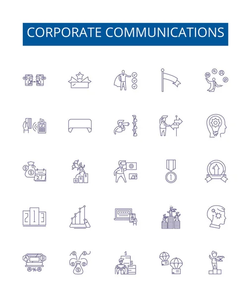 Linha Comunicação Corporativa Ícones Sinais Definidos Coleção Design Corporativo Comunicações —  Vetores de Stock