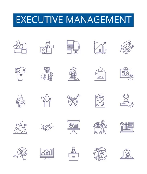 Ikony Linii Zarządzania Zarządem Ustawione Kolekcja Projektów Przywództwa Dyrektorzy Podejmowanie — Wektor stockowy