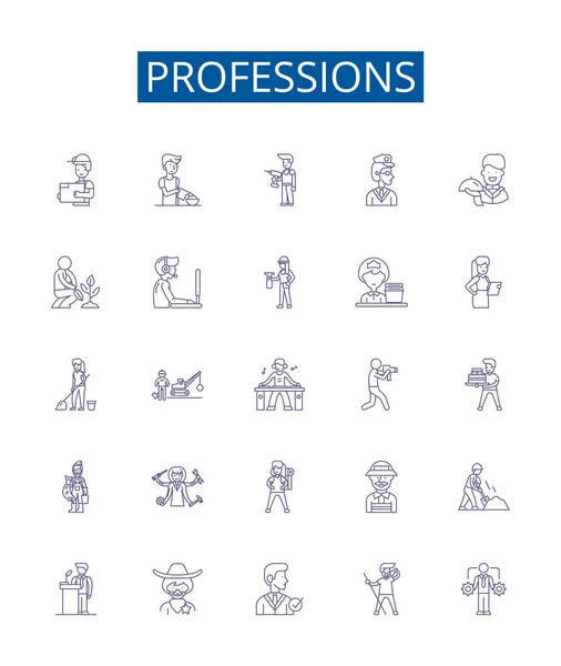 Σύμβολα Γραμμών Επαγγελμάτων Ορίστηκαν Design Collection Job Craft Επάγγελμα Επάγγελμα — Διανυσματικό Αρχείο