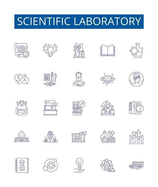 Набір Знаків Наукової Лабораторної Лінії Колекція Дизайну Наукова Лабораторна Тестування — стоковий вектор