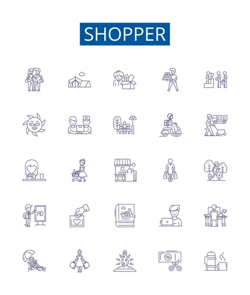 Ікона Торгової Лінії Встановлена Колекція Дизайну Shopper Buyer Consumer Shopper — стоковий вектор