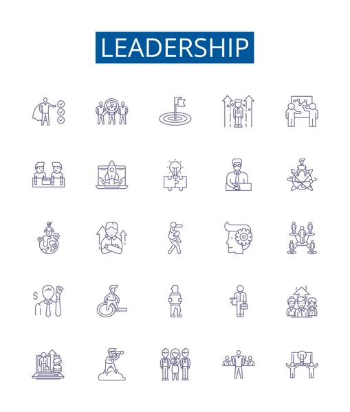 领导线标志的设置 领导力 远见卓识 指导的设计集合 — 图库矢量图片