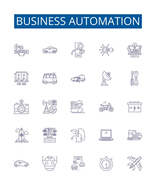 Business Automation Line Icons Signs Set Design Collection Automation Business — Stock Vector