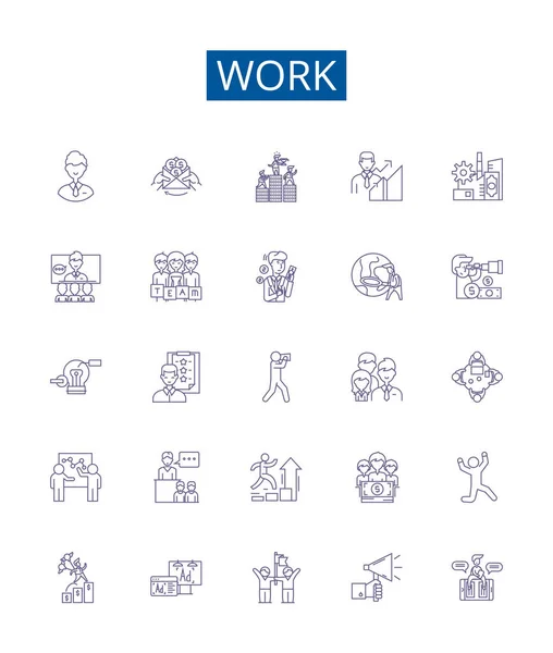 Symbole Für Die Arbeitslinie Werden Gesetzt Designsammlung Von Job Arbeit — Stockvektor