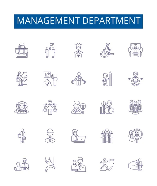 Yönetim Departmanı Çizgi Simgeleri Ayarlandı Tasarım Koleksiyonu Yönetim Bölüm Personel — Stok Vektör