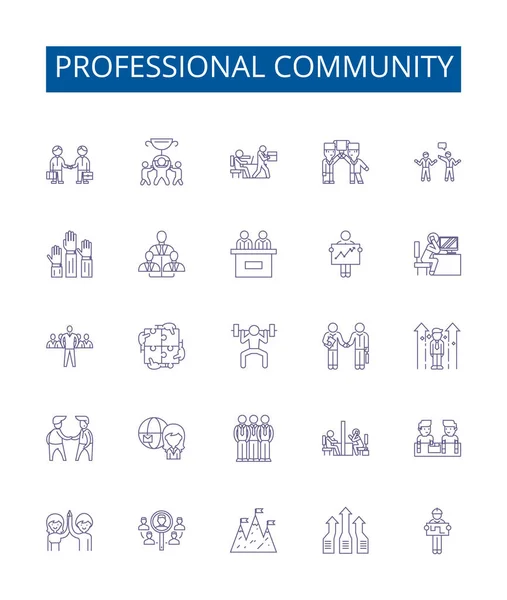 Ikony Profesionální Komunity Jsou Nastaveny Design Kolekce Professional Community Network — Stockový vektor