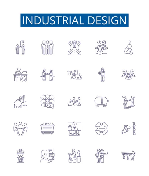 Industriell Design Linje Ikoner Tecken Som Design Samling Industriella Design — Stock vektor