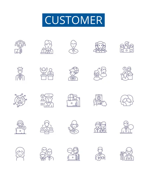 Kundenleitungssymbole Werden Gesetzt Designsammlung Von Kunden Gönnern Käufern Konsumenten Käufern — Stockvektor