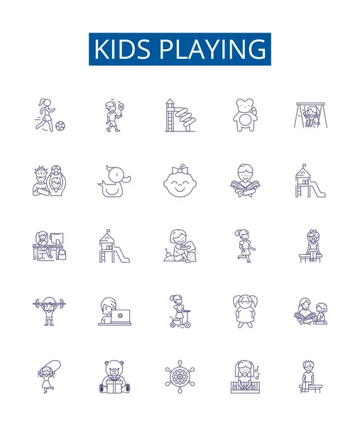 Παιδιά Που Παίζουν Εικονίδια Στη Σειρά Design Collection Children Παίζοντας — Διανυσματικό Αρχείο