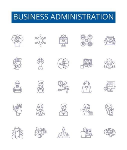 Γραμμή Διοίκησης Επιχειρήσεων Εικονίδια Σήμανση Που Design Collection Business Administration — Διανυσματικό Αρχείο