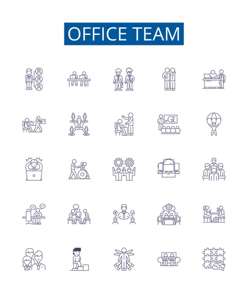 办公室团队图标设置的标志 办公室 工作场所 尊重向量概念的设计集合 — 图库矢量图片