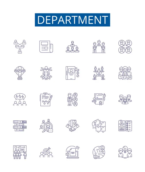 Визнаки Ікони Відділі Встановлені Колекція Дизайну Division Bureau Office Section — стоковий вектор