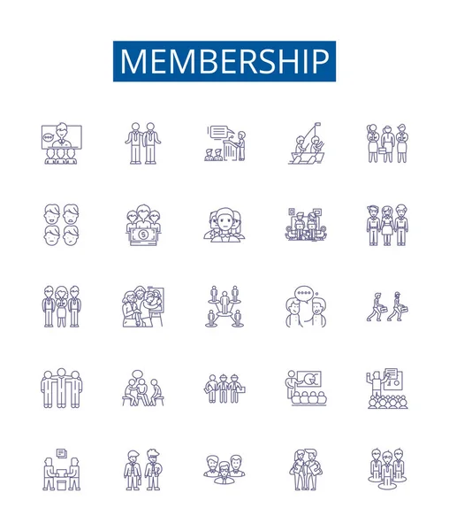 Membership Line Icons Signs Set Design Collection Enrollment Subscription Admittance — Stock Vector