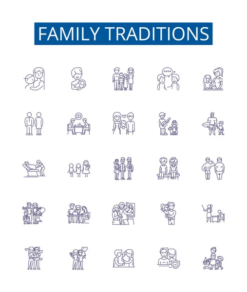 Набор Иконок Семейных Традиций Коллекция Дизайна Традиций Семьи Праздников Ритуалов — стоковый вектор