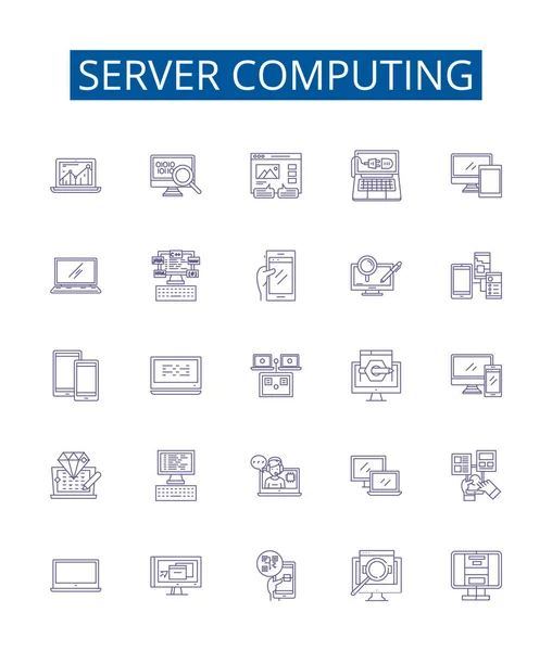 Server Computing Line Symbole Zeichen Gesetzt Designsammlung Von Server Computing — Stockvektor