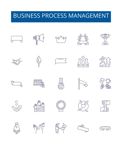 Business Process Management Line Ikoner Tecken Inställd Design Samling Business — Stock vektor