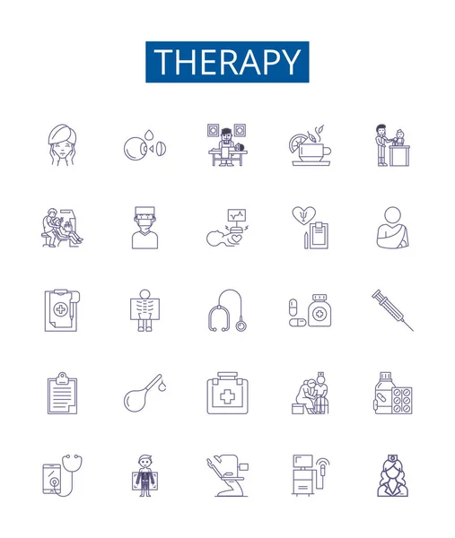 Terapeutické Čáry Jsou Nastaveny Design Kolekce Terapie Poradenství Psychoterapie Psychoterapie — Stockový vektor