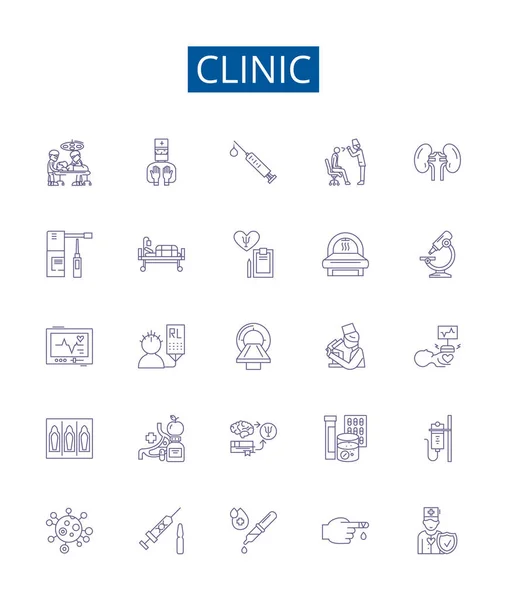 Εικονίδια Της Κλινικής Είναι Έτοιμα Design Collection Clinical Health Center — Διανυσματικό Αρχείο