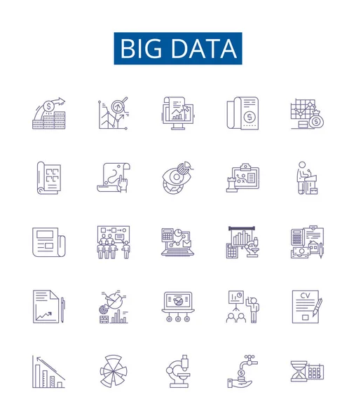 Symbole Für Big Data Leitungen Werden Gesetzt Designsammlung Von Analytics — Stockvektor