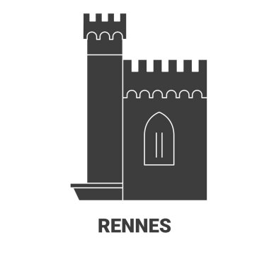 Fransa ve Rennes seyahat çizgisi vektör illüstrasyonu