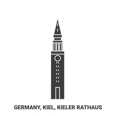 Almanya, Kiel, Kieler Rathaus seyahat çizgisi vektör ilüstrasyonu
