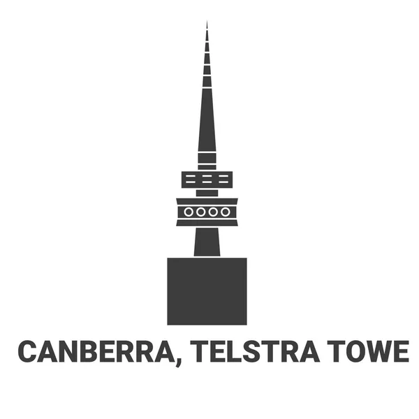 オーストラリア キャンベラ テルストラタワー 旅行ランドマークラインベクトルイラスト — ストックベクタ