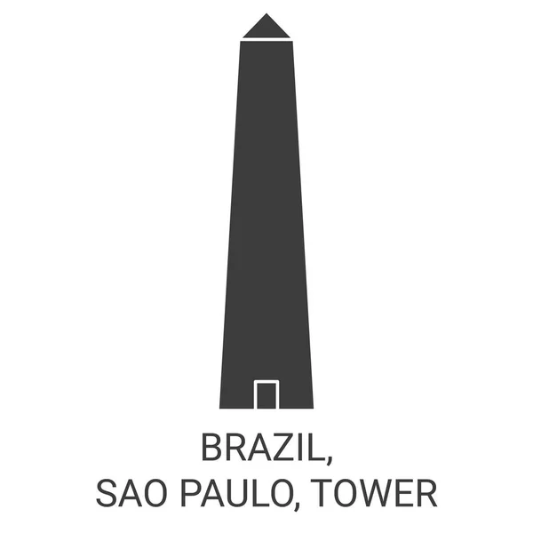 Brezilya Sao Paulo Kule Seyahat Çizgisi Vektör Çizimi — Stok Vektör