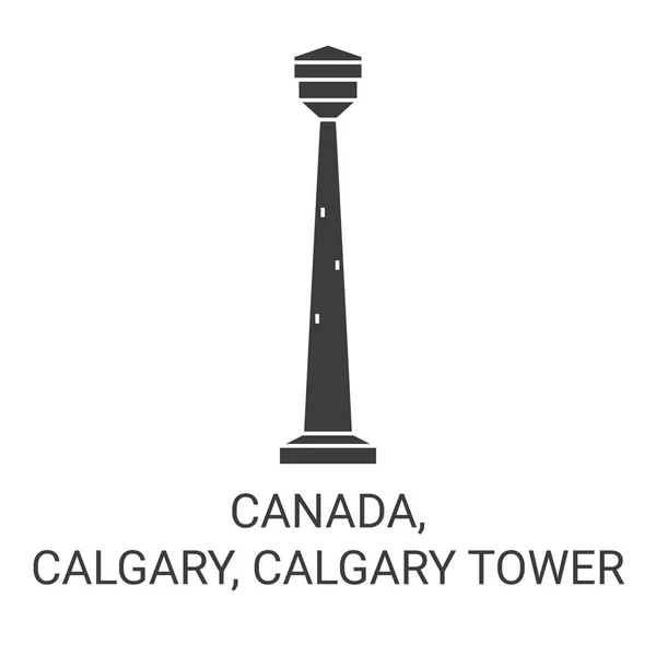 Canada Calgary Calgary Tower Travel Landmark Line Vector Illustration — Stock Vector