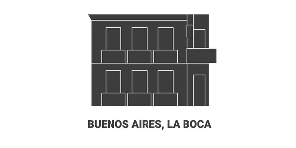 Argentina Buenos Aires Boca Ilustración Vector Línea Referencia Viaje — Vector de stock