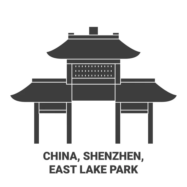 Çin Shenzhen East Lake Park Seyahat Çizgisi Çizelgesi Çizimi — Stok Vektör